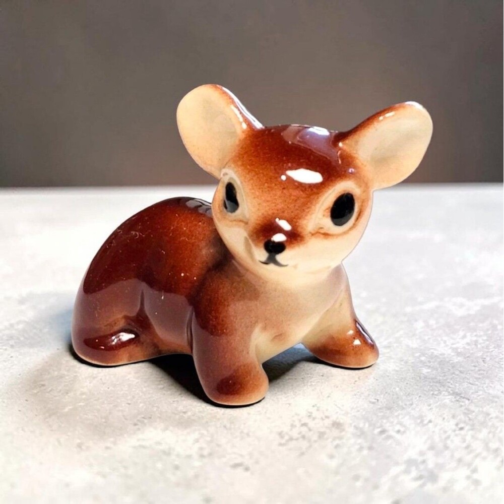 Fred Kaye Ceramic Bear Cub Figurine Vintage MCM California Pottery Brown Glaze